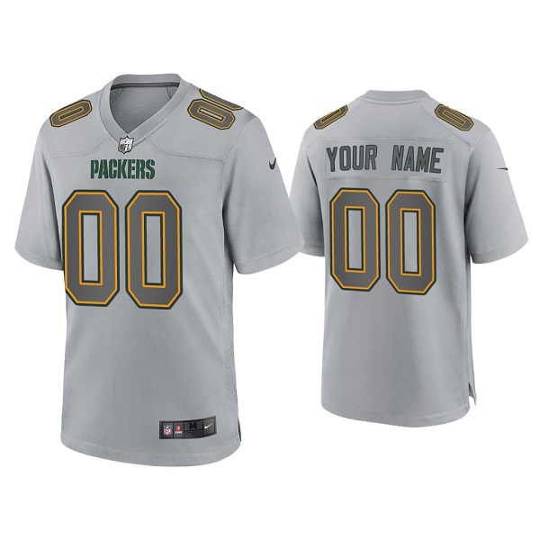 Men's Green Bay Packers Active Player Custom Grey Atmosphere Fashion Stitched Game Jersey